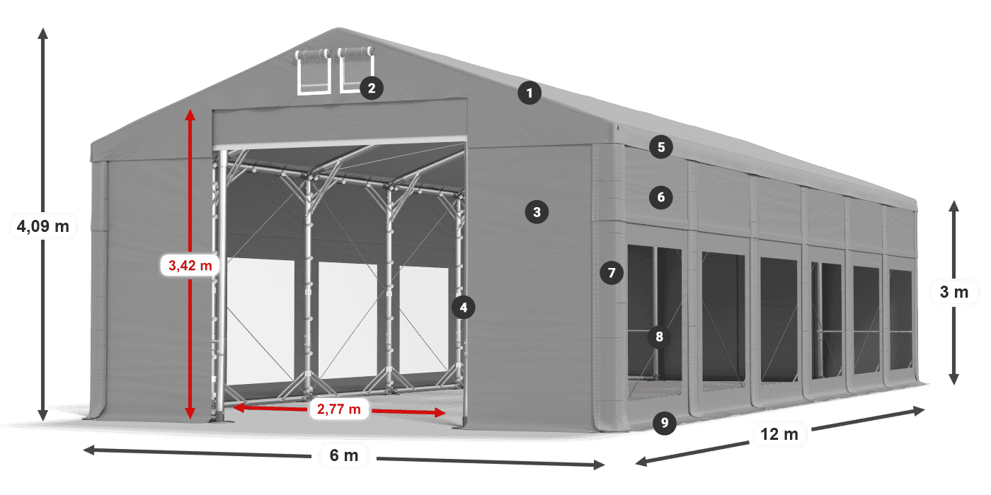 Střecha: MS 580 PVC Stěny: MS 580 PVC 3m legenda