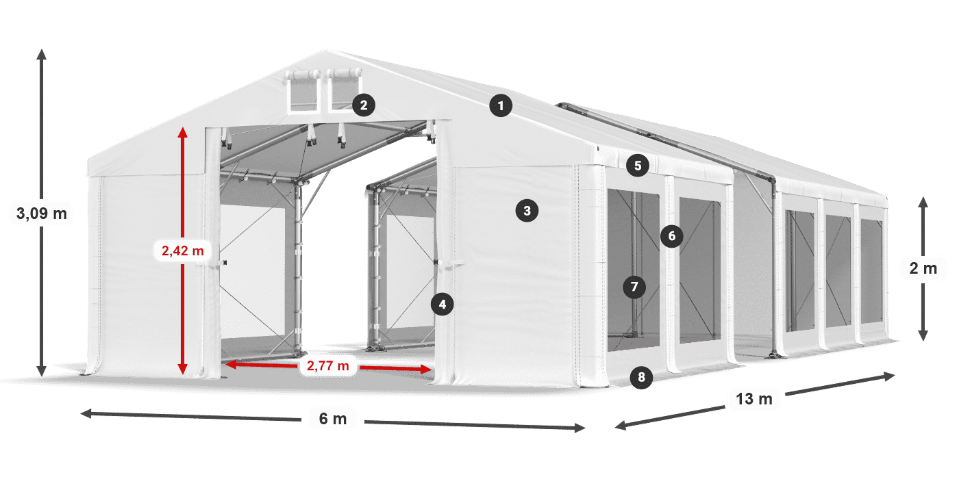 Střecha: MS 580 PVC Stěny: MS 580 PVC 2m legenda
