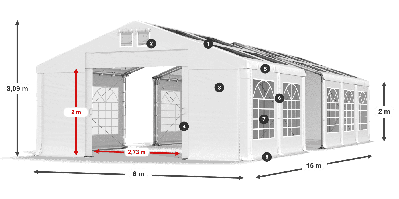 Střecha: MS 580 PVC Stěny: SD 500 PVC 2m legenda