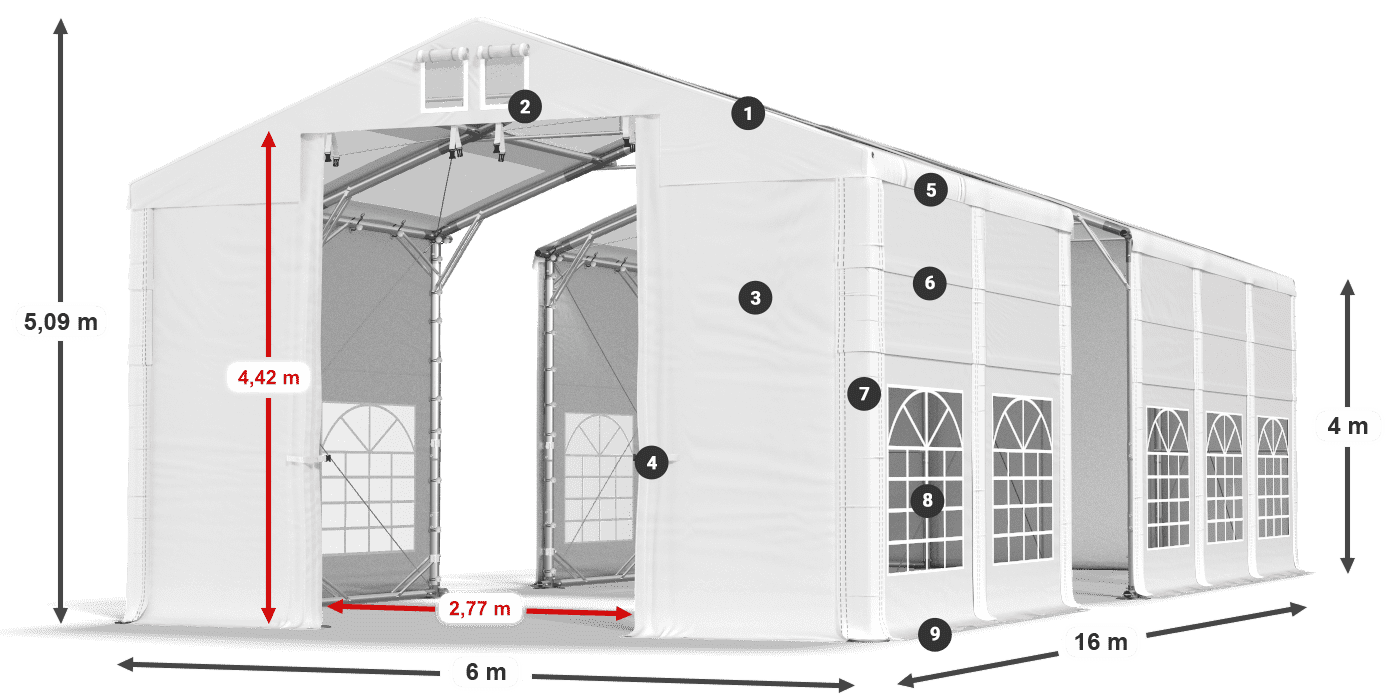 Střecha: MS T 580 PVC Stěny: SD 500 I PVC 4m legenda