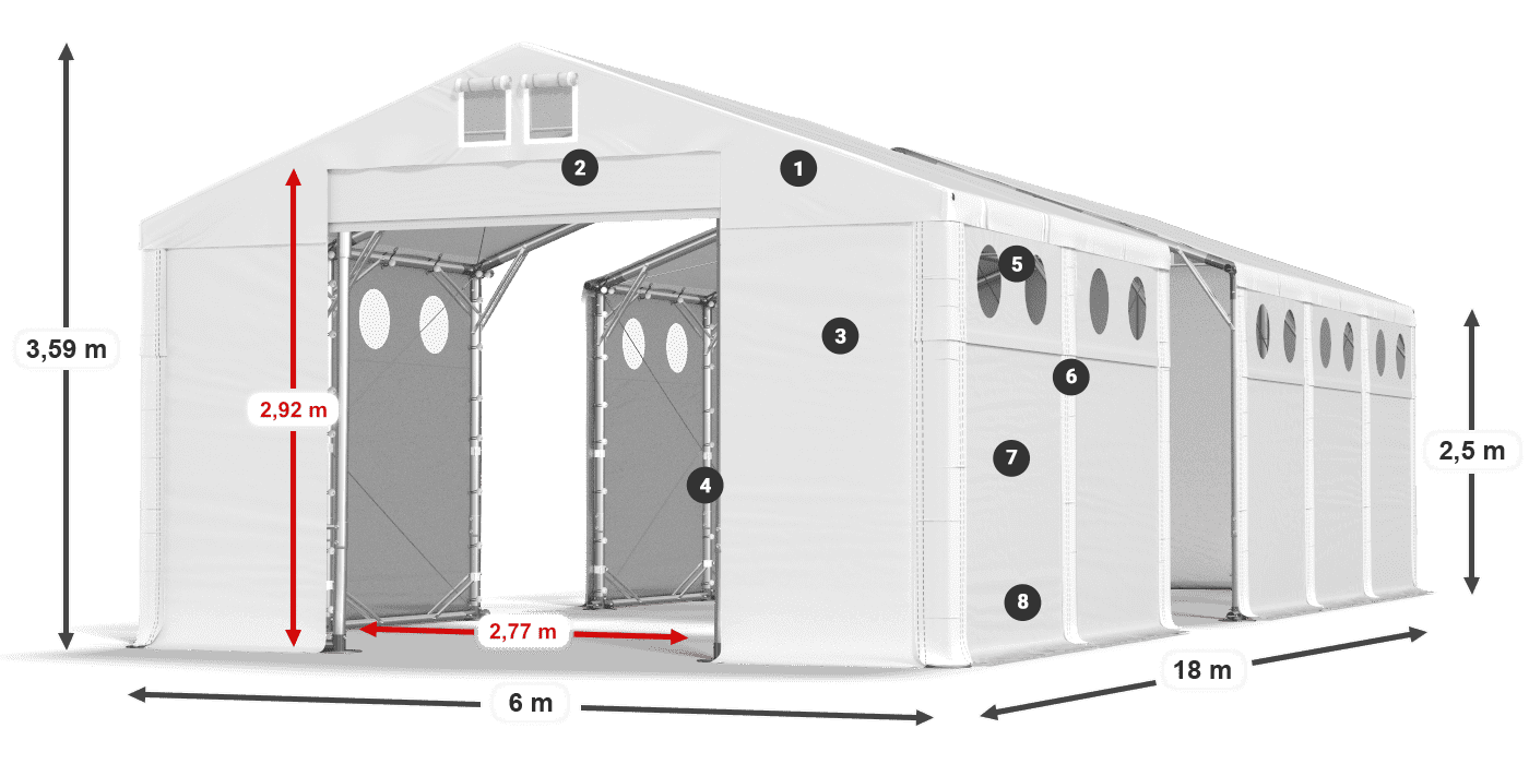 Střecha: MS 580 PVC Stěny: SD O 500 PVC 2,5 m legenda