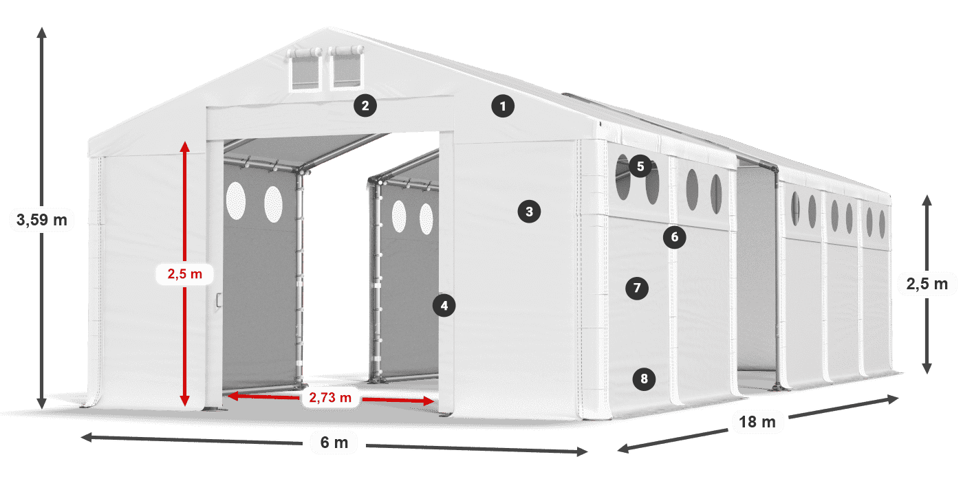 Střecha: MS 580 PVC Stěny: SD O 500 PVC 2,5 m legenda