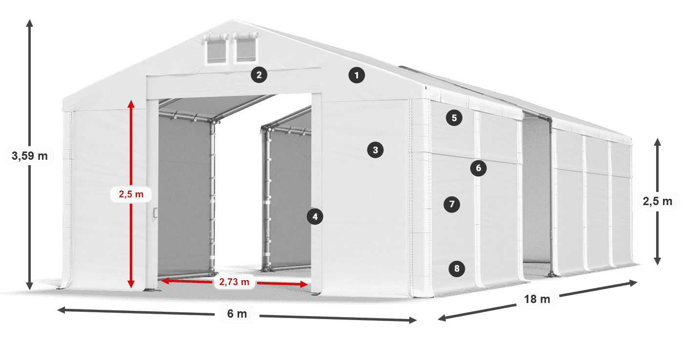 Střecha: SD 560 PVC Stěny: MS 580 PVC legenda 2,5m