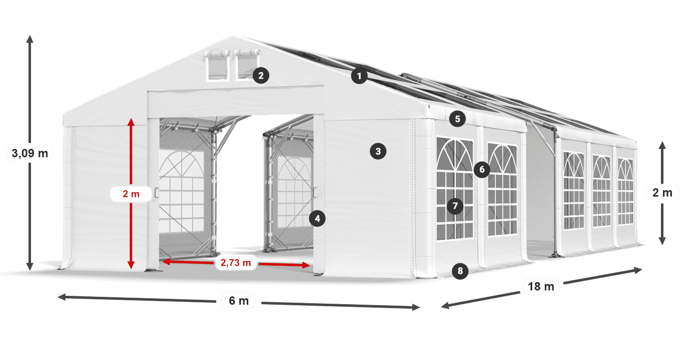 Střecha: MS T 580 PVC Stěny: FR 620 PVC 2m legenda