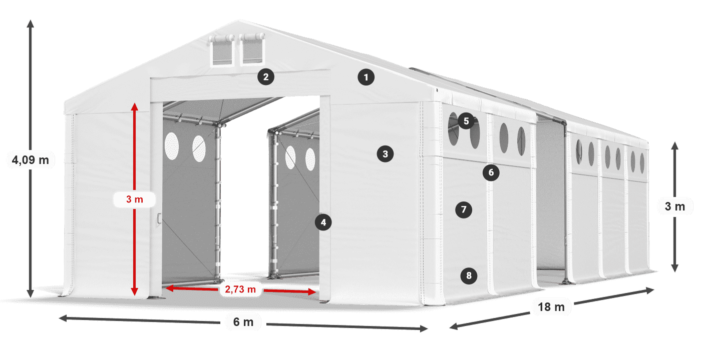Střecha: MS 580 PVC Stěny: SD O 500 PVC 3m legenda