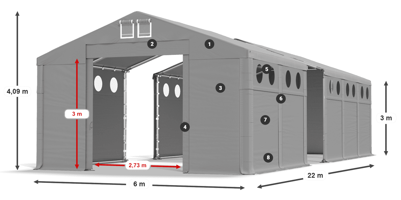 Střecha: MS 580 PVC Stěny: SD O 500 PVC 3m legenda