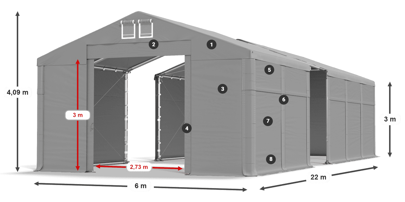 Střecha: MS 580 PVC Stěny: SD 500 PVC 3m legenda