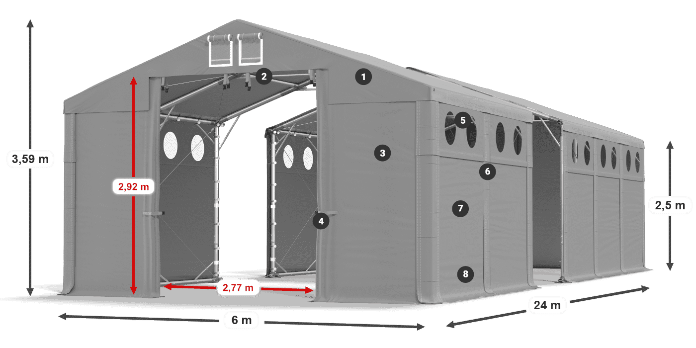 Střecha: MS 580 PVC Stěny: SD O 500 PVC 2,5 m legenda