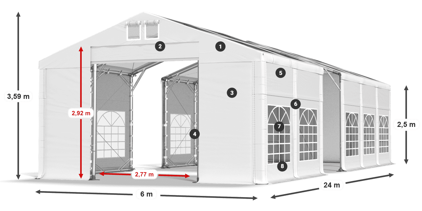 Střecha: MS 580 PVC Stěny: SD 500 PVC 2,5 m legenda