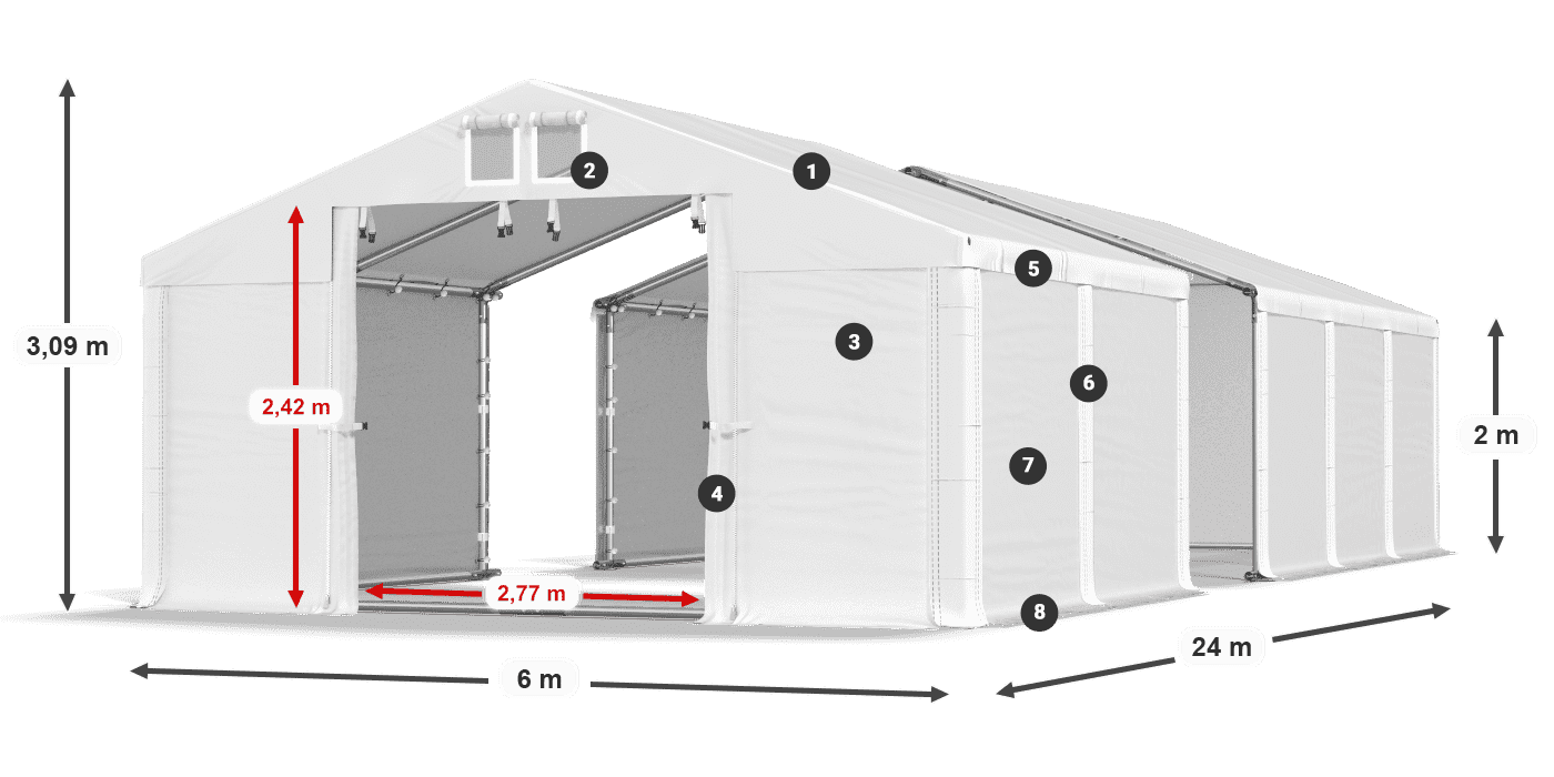 Střecha: SD 560 PVC Stěny: MS 580 PVC legenda 2m