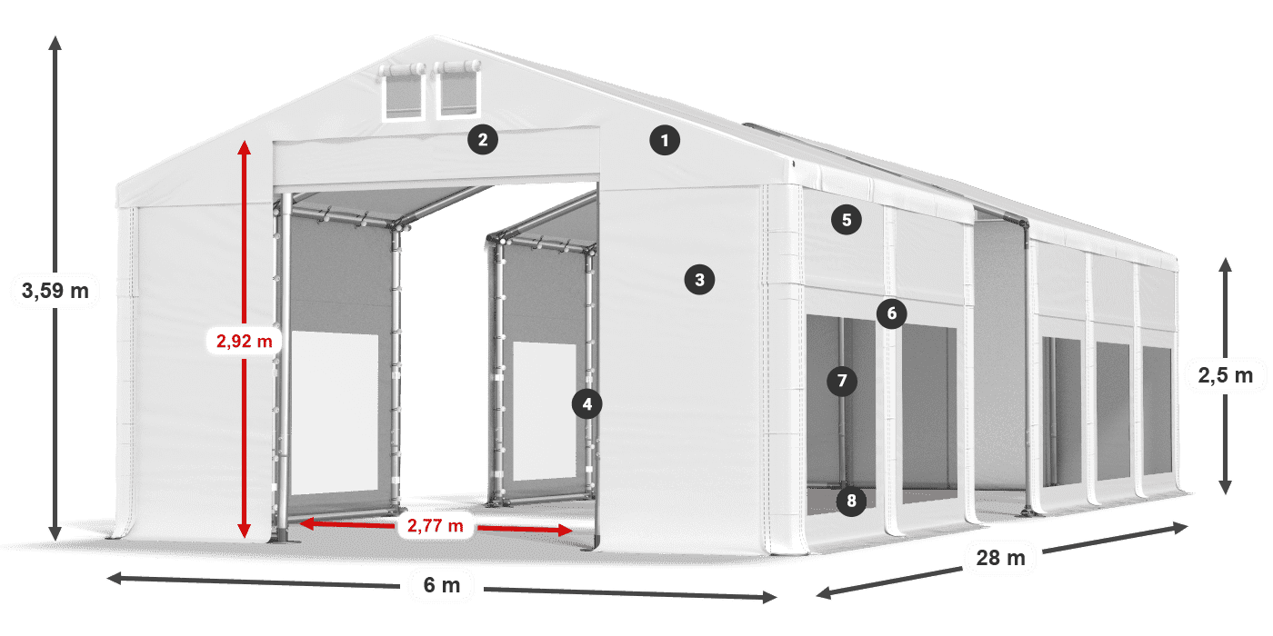 Střecha: MS 580 PVC Stěny: MS 580 PVC 2,5 m legenda