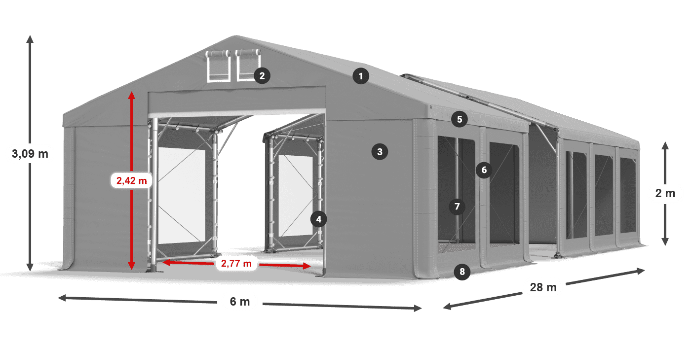 Střecha: MS 580 PVC Stěny: MS 580 PVC 2m legenda
