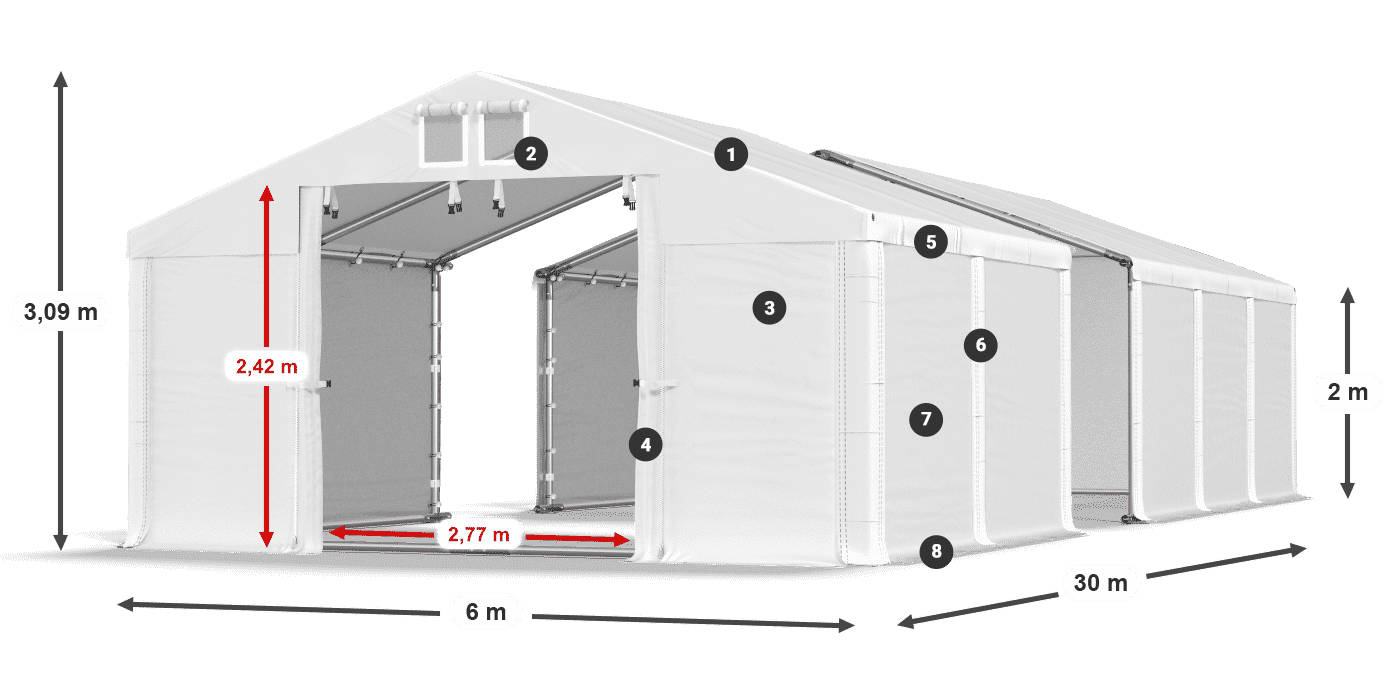 Střecha: SD 560 PVC Stěny: FR 620 PVC legenda 2m