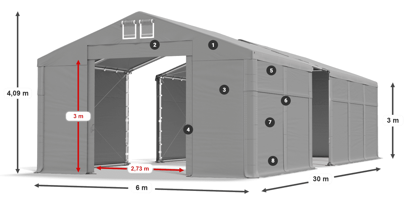 Střecha: FR 620 PVC Stěny: SD 500 PVC 3m legenda