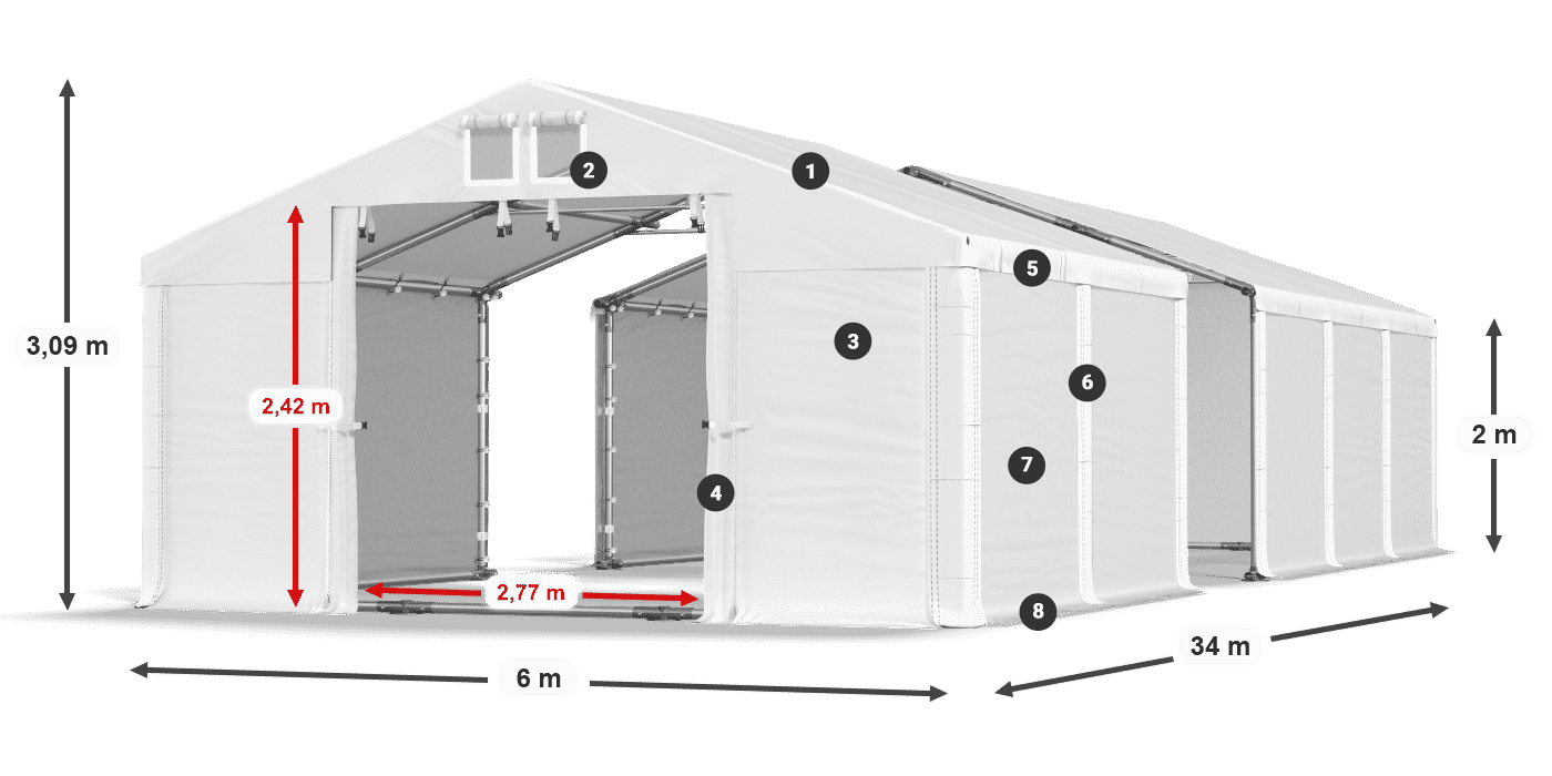 Střecha: SD 560 PVC Stěny: MS 580 PVC legenda 2m