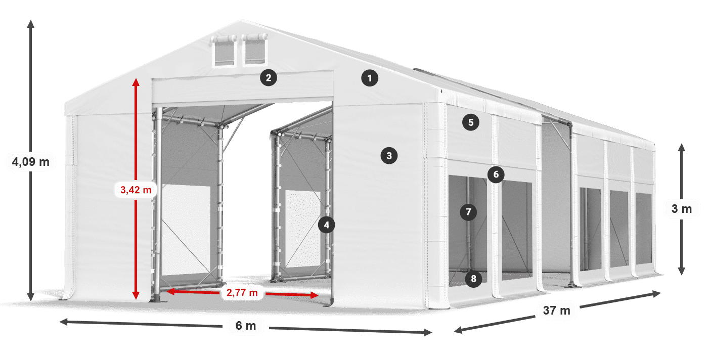 Střecha: MS 580 PVC Stěny: MS 580 PVC 3m legenda