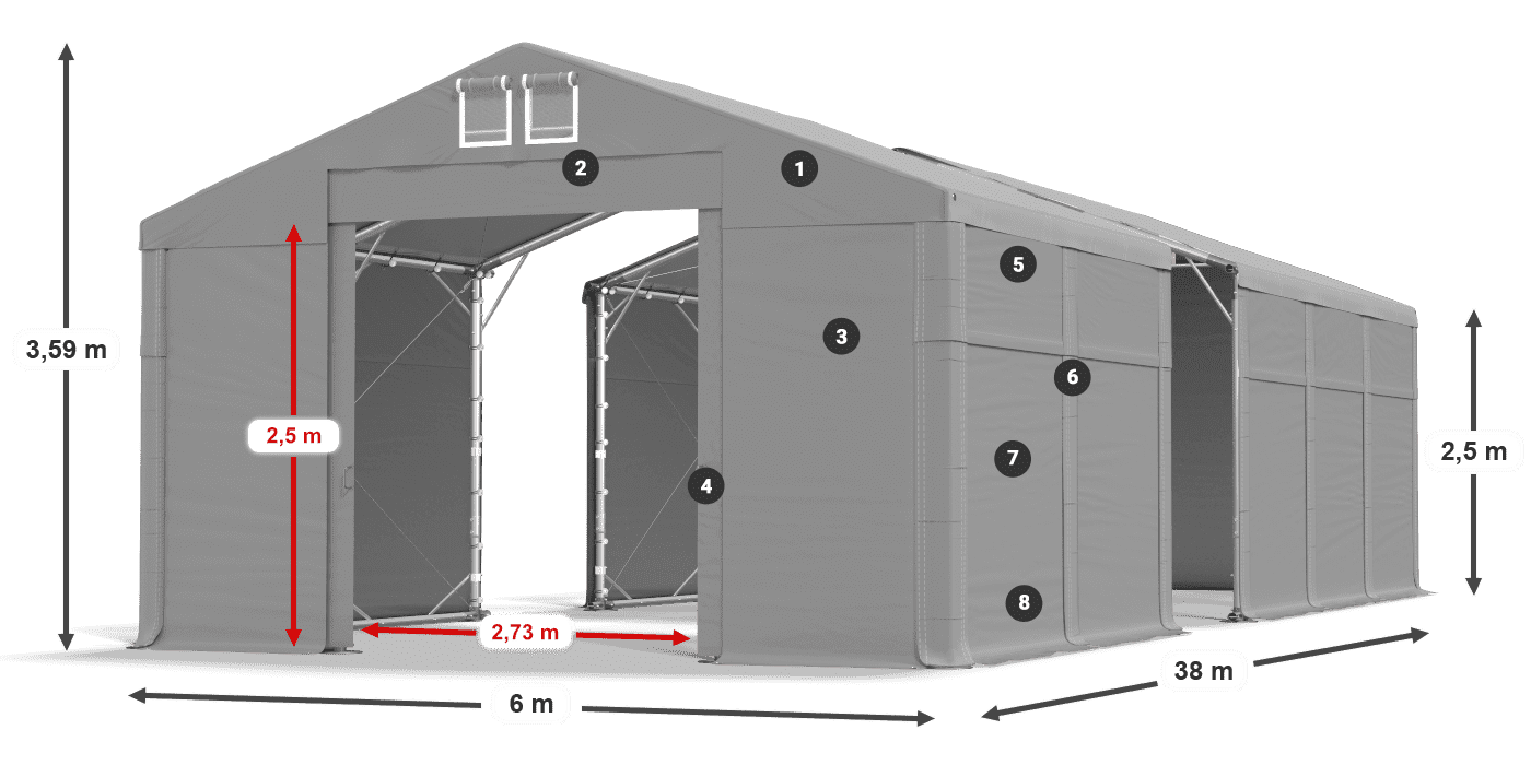 Střecha: MS 580 PVC Stěny: SD 500 PVC 2,5 m legenda