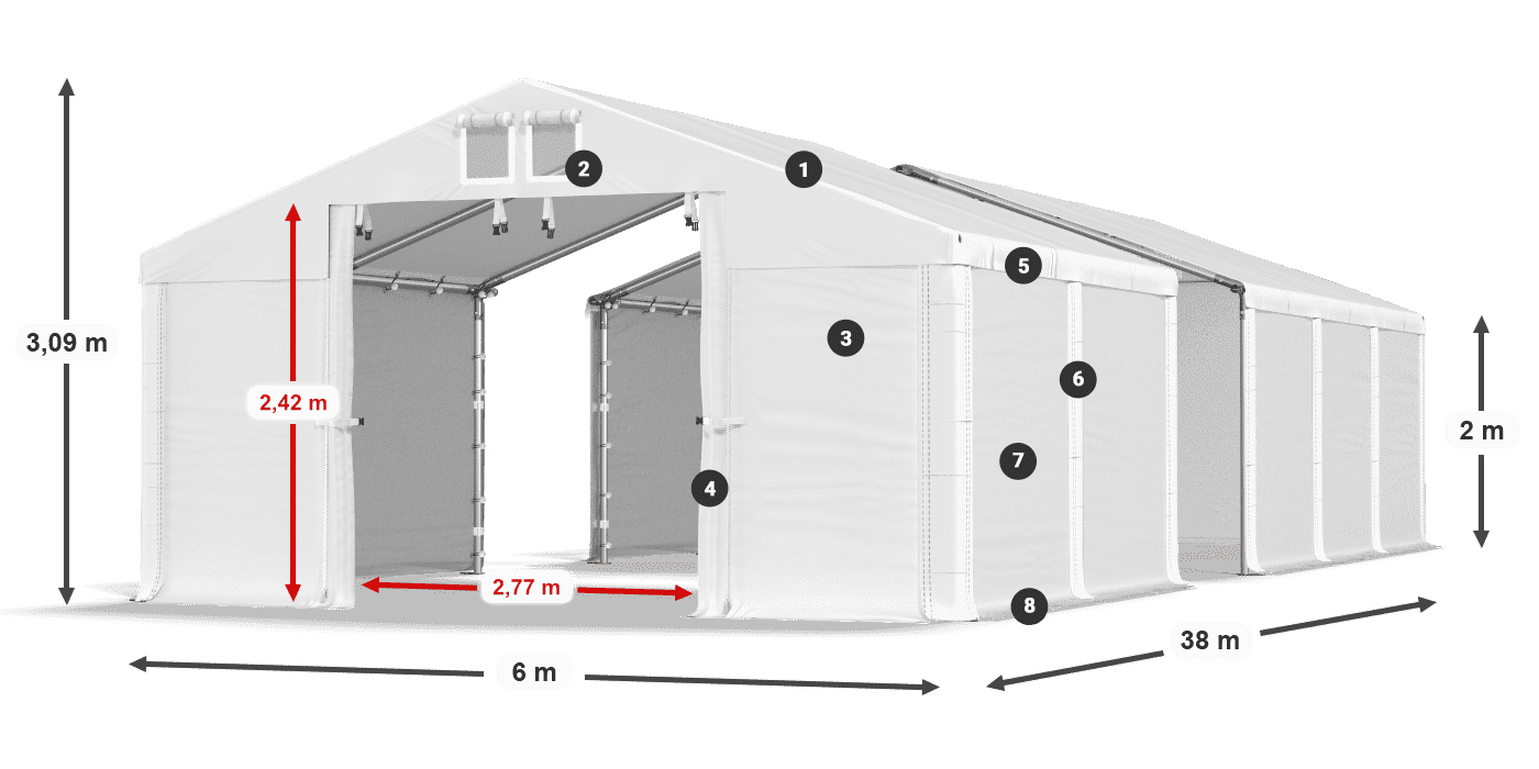 Střecha: SD 560 PVC Stěny: MS 580 PVC legenda 2m