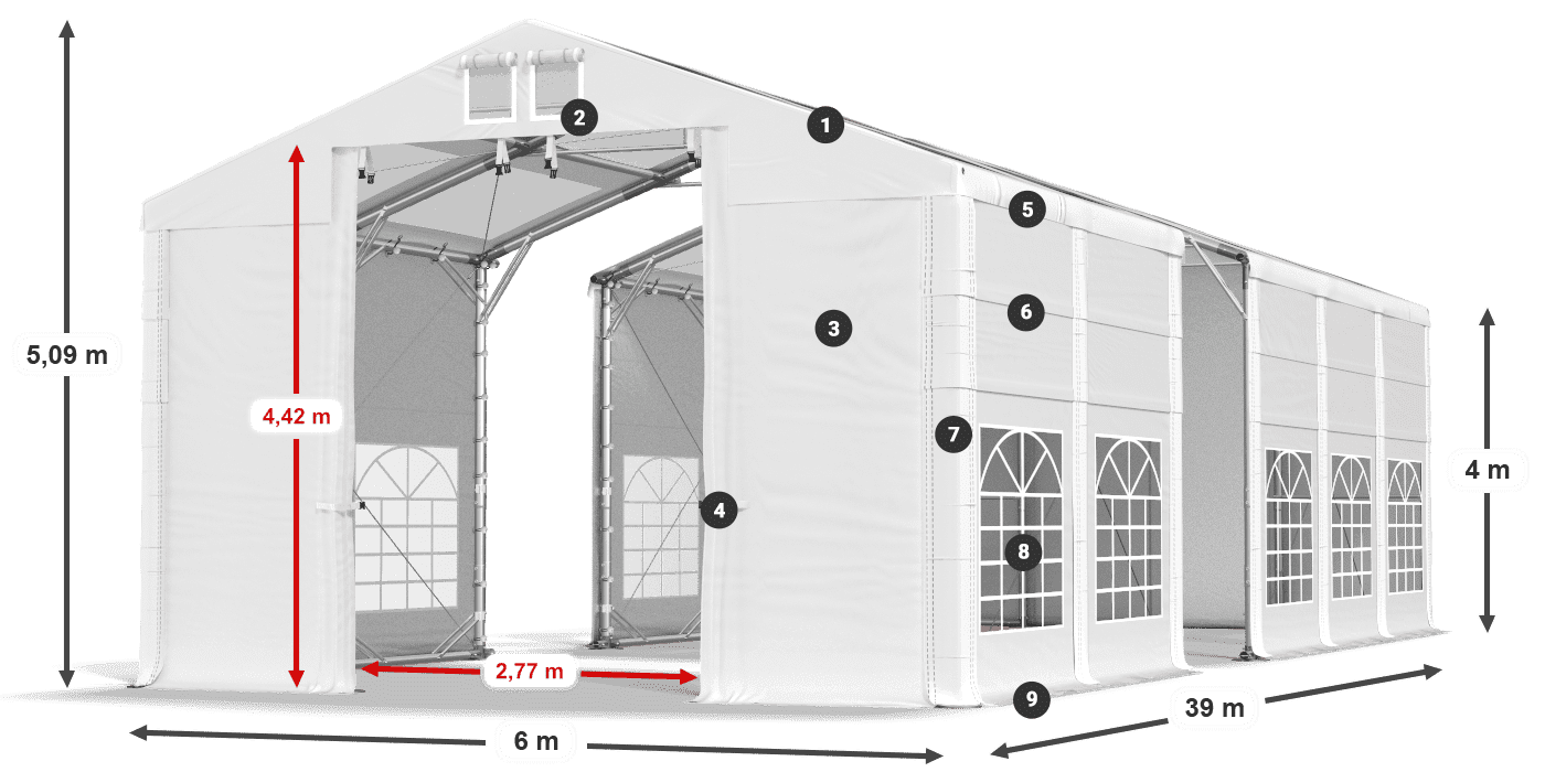Střecha: MS T 580 PVC Stěny: SD 500 I PVC 4m legenda
