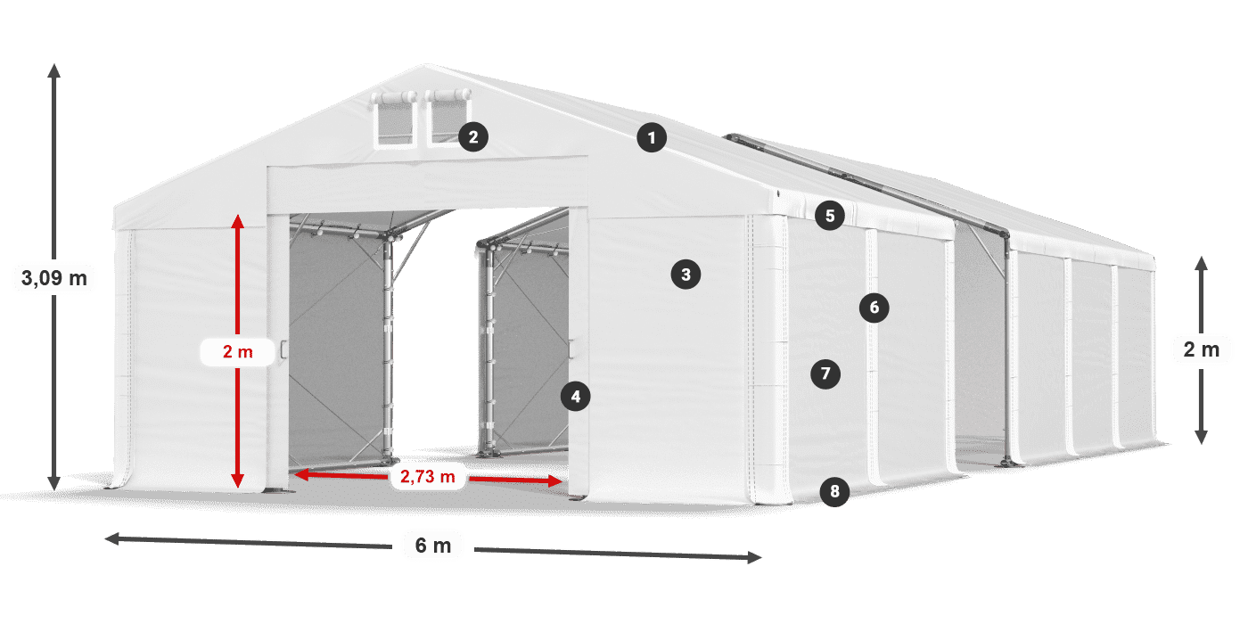 Střecha: SD 560 PVC Stěny: MS 580 PVC legenda 2m
