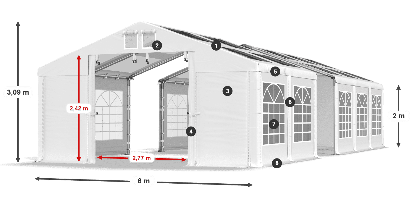 Střecha: MS T 580 PVC Stěny: FR 620 PVC 2m legenda