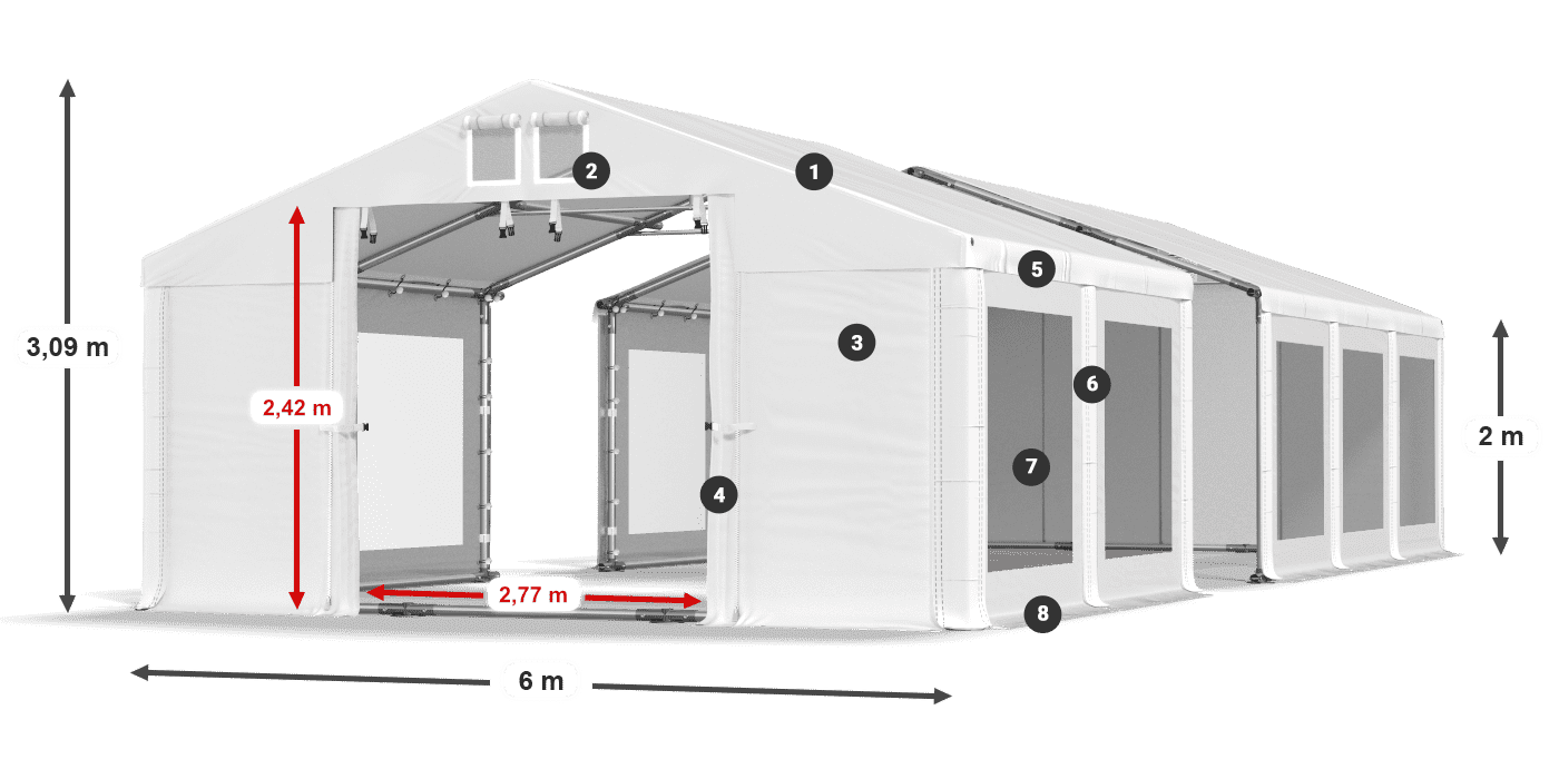Střecha: MS 580 PVC Stěny: MS 580 PVC 2m legenda