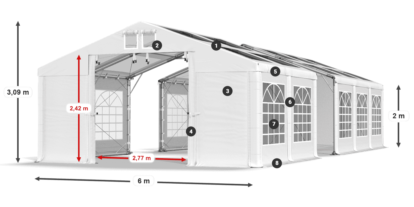 Střecha: MS 580 PVC Stěny: SD 500 PVC 2m legenda