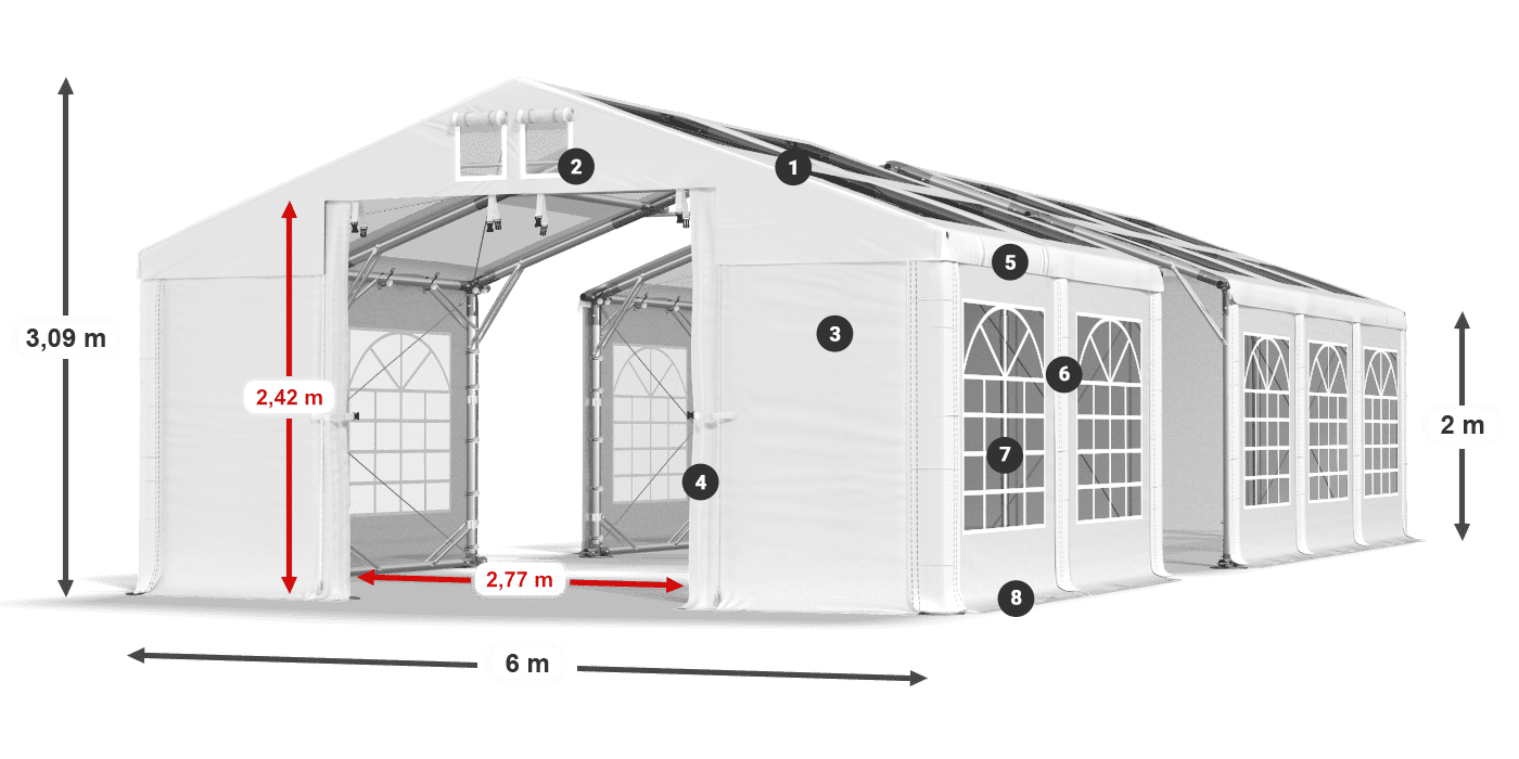 Střecha: MS 580 PVC Stěny: SD 500 PVC 2m legenda
