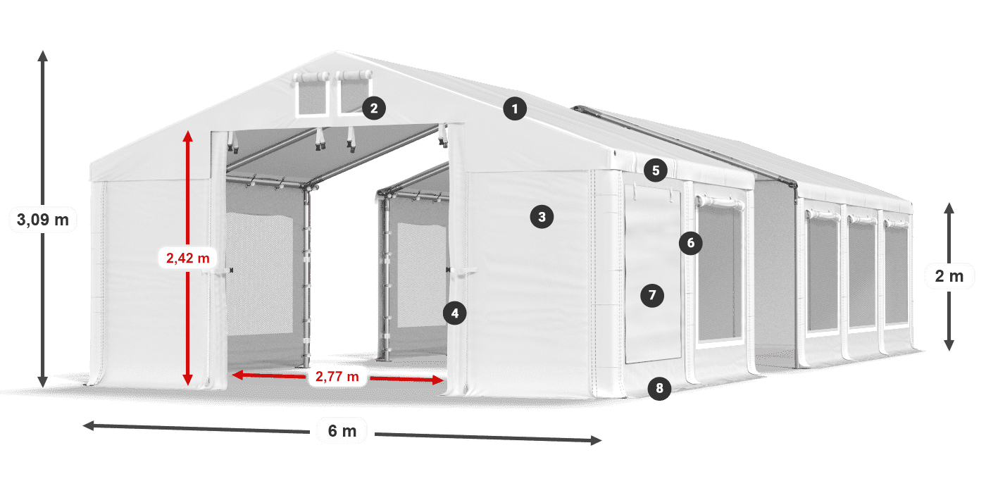 Střecha: MS 580 PVC Stěny: SD M 500 PVC 2m legenda