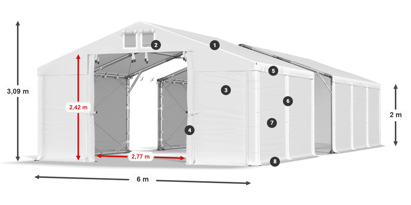 Střecha: FR 620 PVC Stěny: SD 580 PVC 2m legenda
