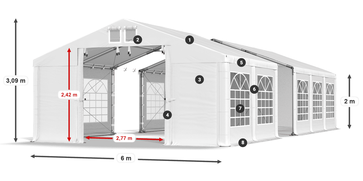 Střecha: FR 620 PVC Stěny: SD 500 PVC 2m legenda