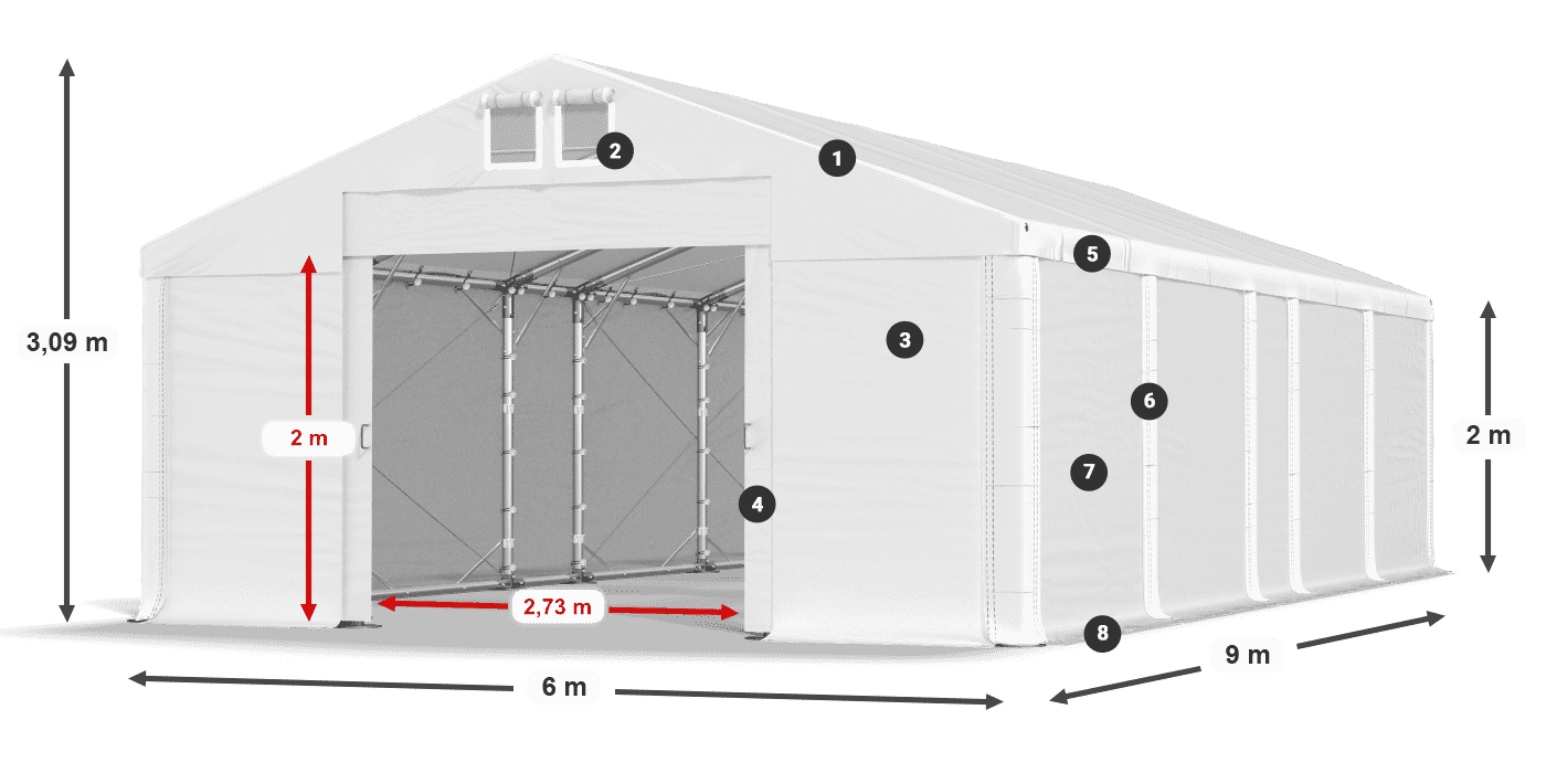 Střecha: FR 620 PVC Stěny: SD 580 PVC 2m legenda
