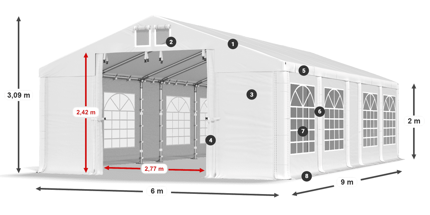 Střecha: FR 620 PVC Stěny: SD 500 PVC 2m legenda