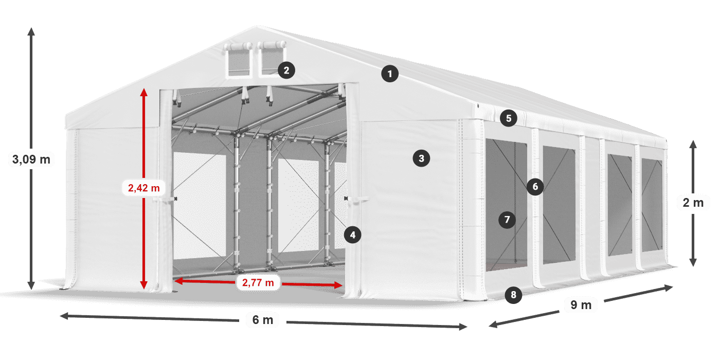 Střecha: MS 580 PVC Stěny: MS 580 PVC 2m legenda