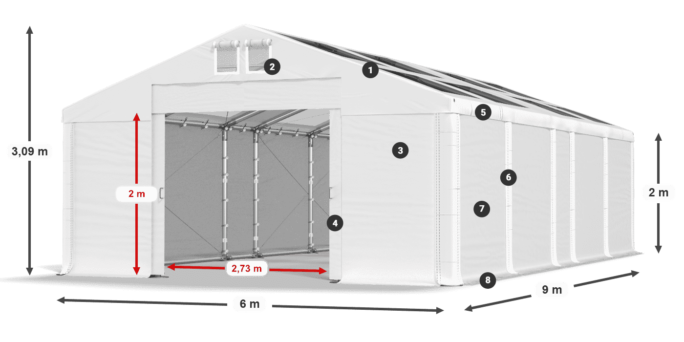 Střecha: MS T 580 PVC Stěny: SD 500 PVC 2m legenda