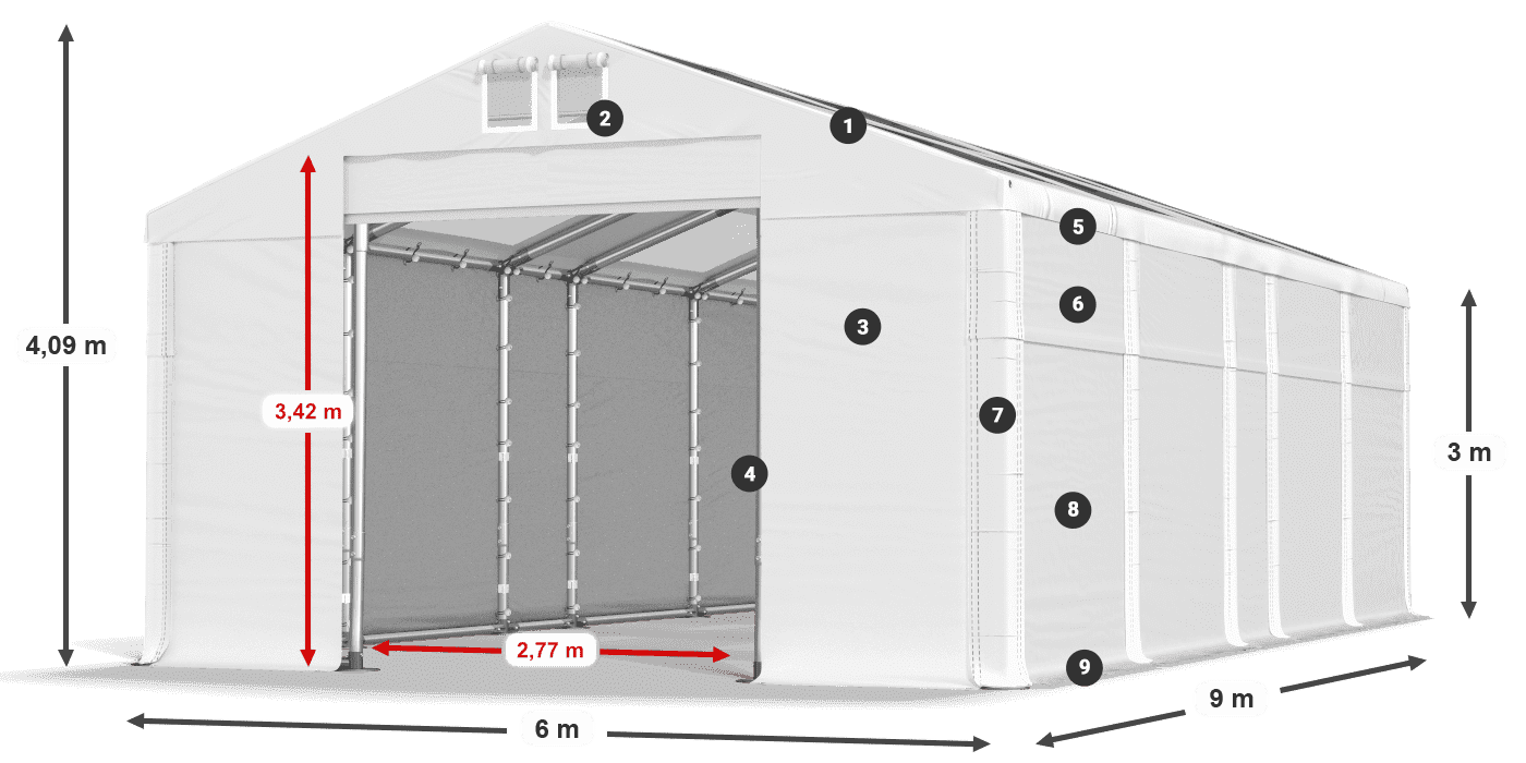 Střecha: MS T 580 PVC Stěny: SD 500 PVC 3m legenda