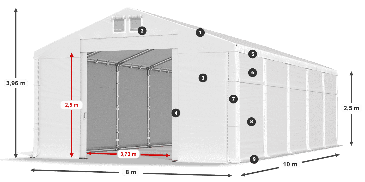 Střecha: MS 580 PVC Stěny: SD 500 PVC 2,5 m legenda