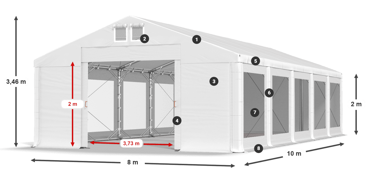 Střecha: MS 580 PVC Stěny: MS 580 PVC 2m legenda