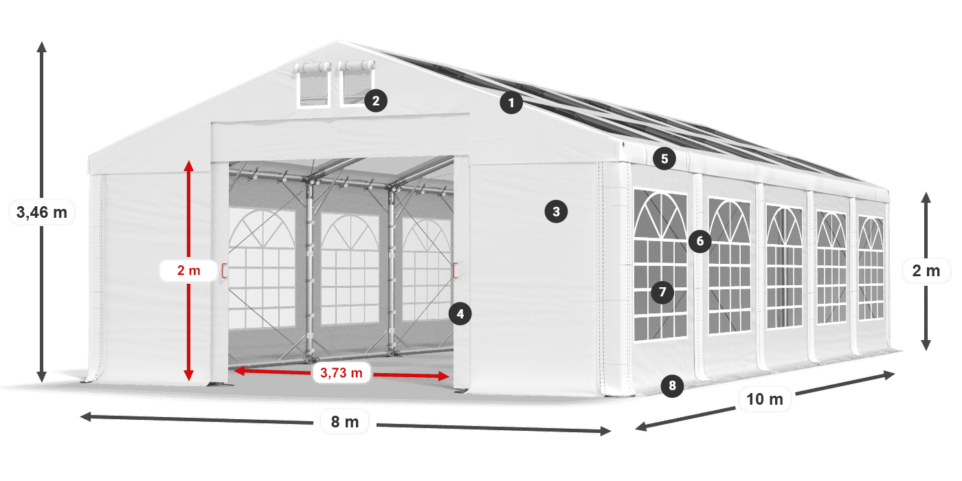 Střecha: MS 580 PVC Stěny: SD 500 PVC 2m legenda