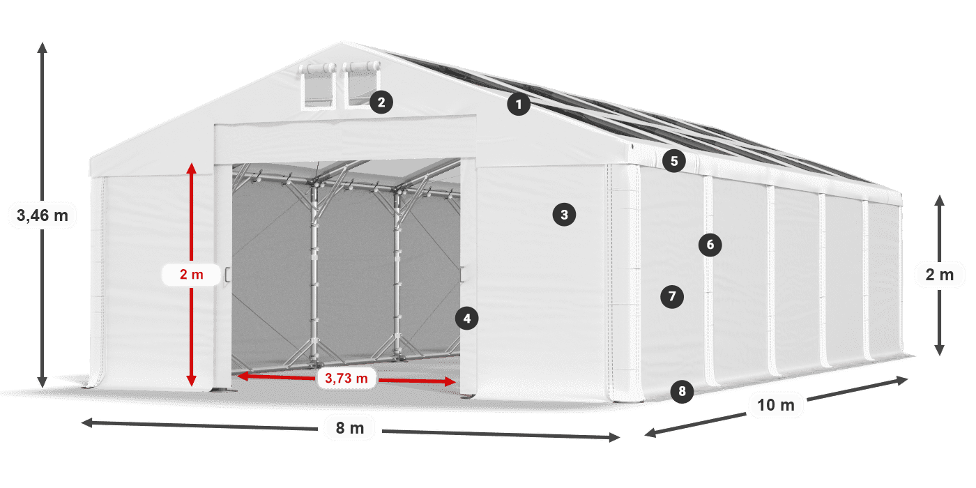 Střecha: MS T 580 PVC Stěny: SD 500 PVC 2m legenda