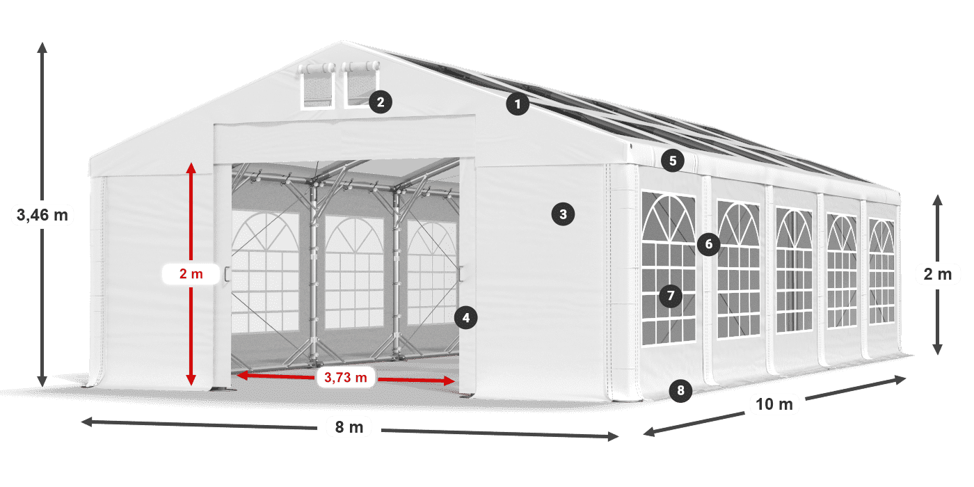 Střecha: MS 580 PVC Stěny: SD 500 PVC 2m legenda