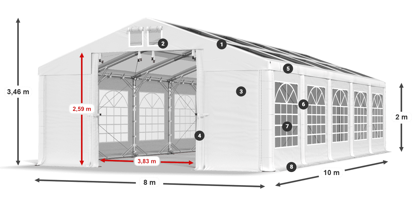 Střecha: MS 580 PVC Stěny: SD 500 PVC 2m legenda