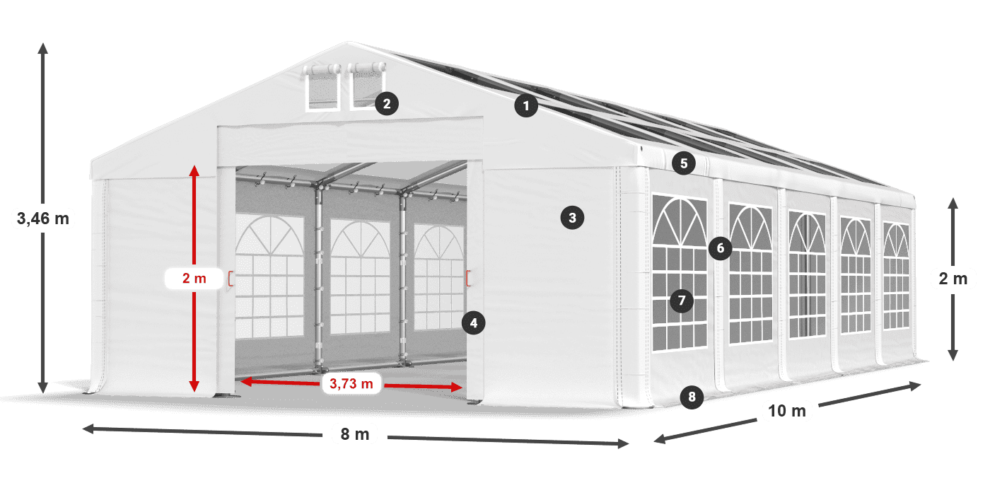 Střecha: MS 580 PVC Stěny: SD 500 PVC 2m legenda