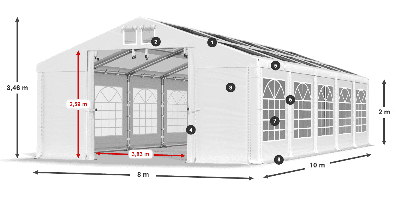 Střecha: MS 580 PVC Stěny: SD 500 PVC 2m legenda