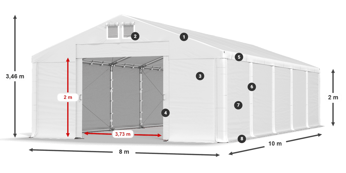 Střecha: MS 580 PVC Stěny: SD 500 PVC 2m legenda