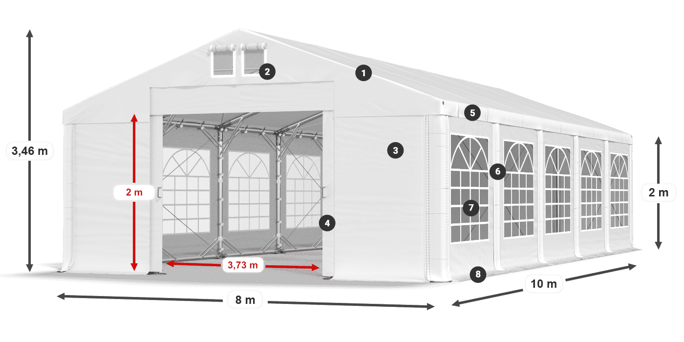 Střecha: SD 560 PVC Stěny: FR 620 PVC legenda 2m
