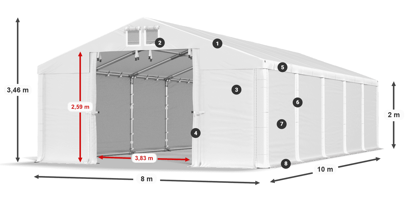 Střecha: SD 560 PVC Stěny: FR 620 PVC legenda 2m
