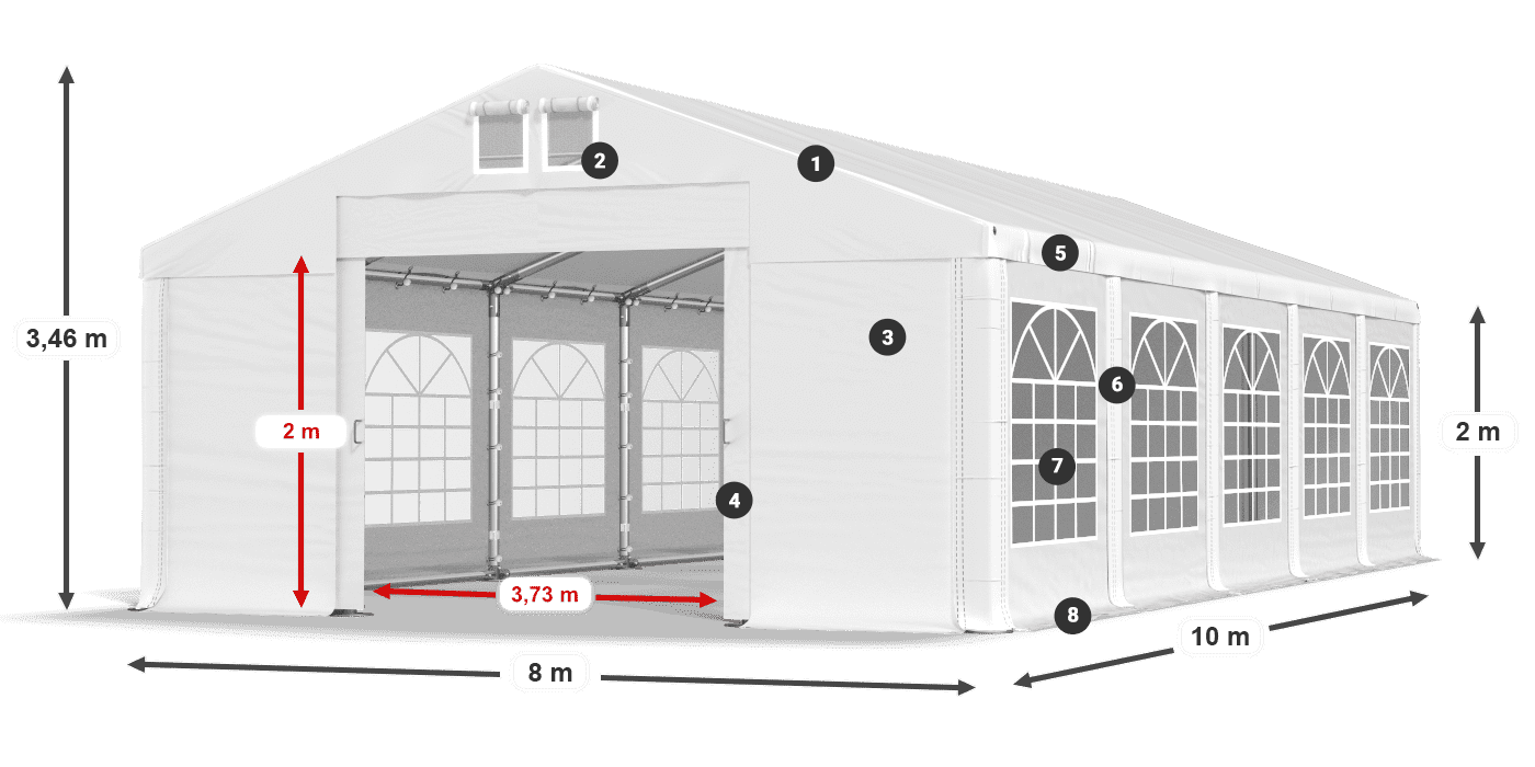 Střecha: SD 560 PVC Stěny: FR 620 PVC legenda 2m