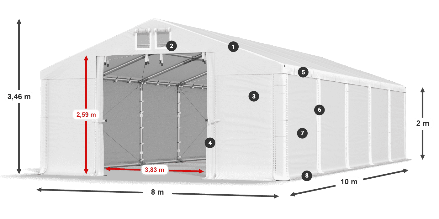 Střecha: SD 560 PVC Stěny: MS 580 PVC legenda 2m