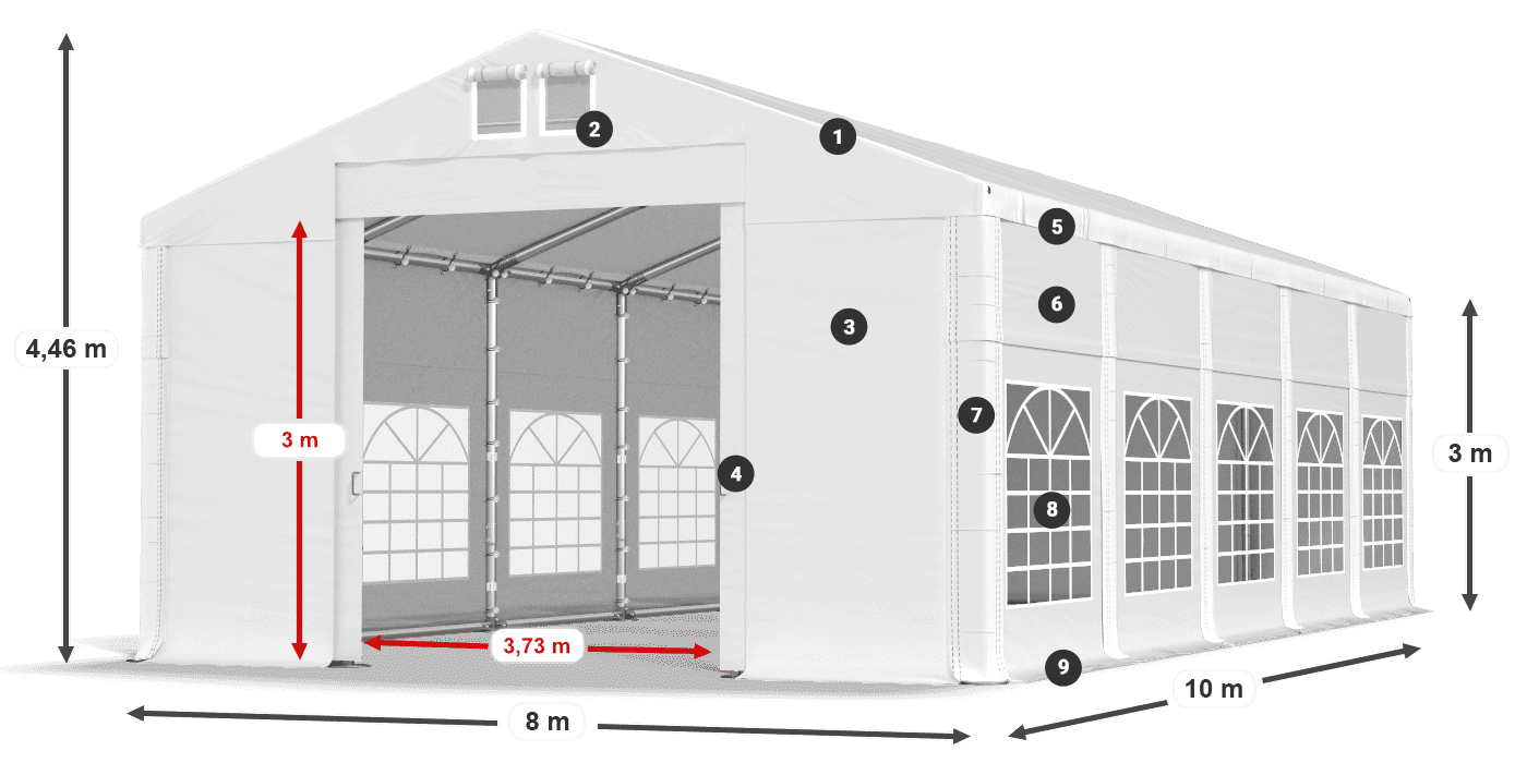 Střecha: FR 620 PVC Stěny: SD 500 PVC 3m legenda